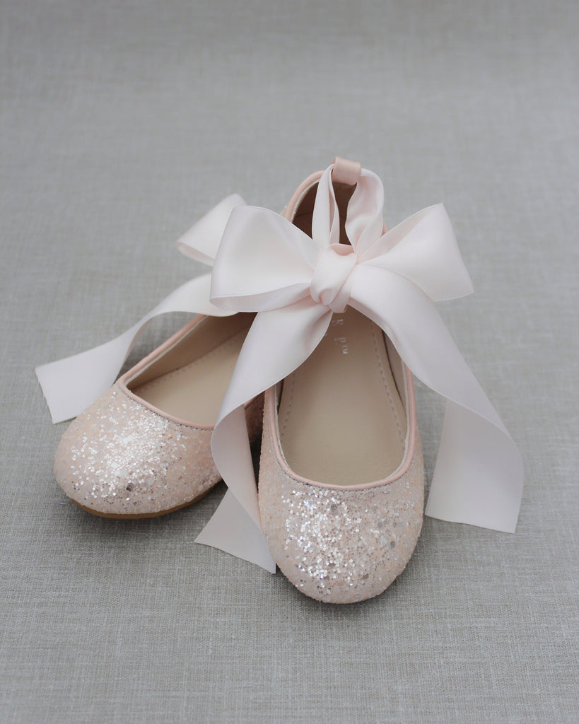 Rock Glitter Ballet Flats with Satin Ankle Strap
