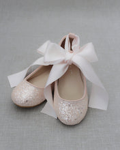 Load image into Gallery viewer, Rock Glitter Ballet Flats with Satin Ankle Strap