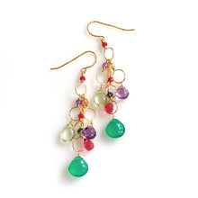 Load image into Gallery viewer, Green Onyx Rainbow Waterfall Earrings