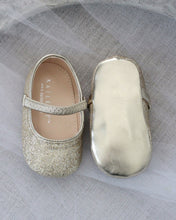 Load image into Gallery viewer, Gold Fine Glitter  Mary Jane Flats