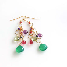Load image into Gallery viewer, Green Onyx Rainbow Waterfall Earrings