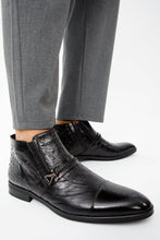 Load image into Gallery viewer, The Dallas Black Leather Bit Ankle Zip-Up Dress Men Boot