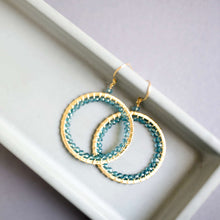 Load image into Gallery viewer, London Blue Quartz Halo Earrings