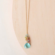 Load image into Gallery viewer, Aquamarine Quartz Gold Raindrop Necklace