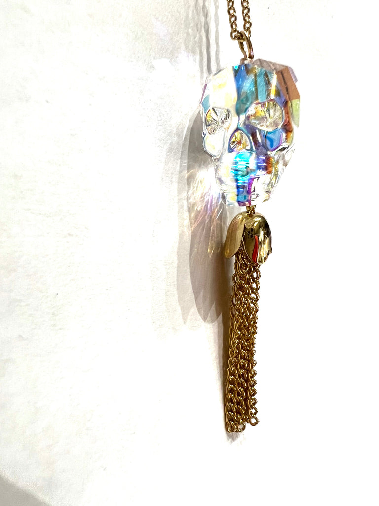 Skull Aurora borealis Swarovski skull necklace