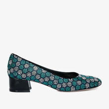 Load image into Gallery viewer, The Doha Turqoise Glitter Leather Block Pump Women Shoe