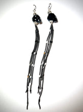 Load image into Gallery viewer, Black Skull drip earrings: silver