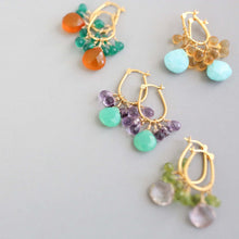 Load image into Gallery viewer, Dark Orange Chalcedony &amp; Green Onyx Gold Earrings