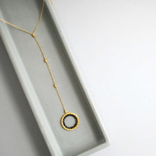 Load image into Gallery viewer, Black Spinel Halo Mini Y Pendant