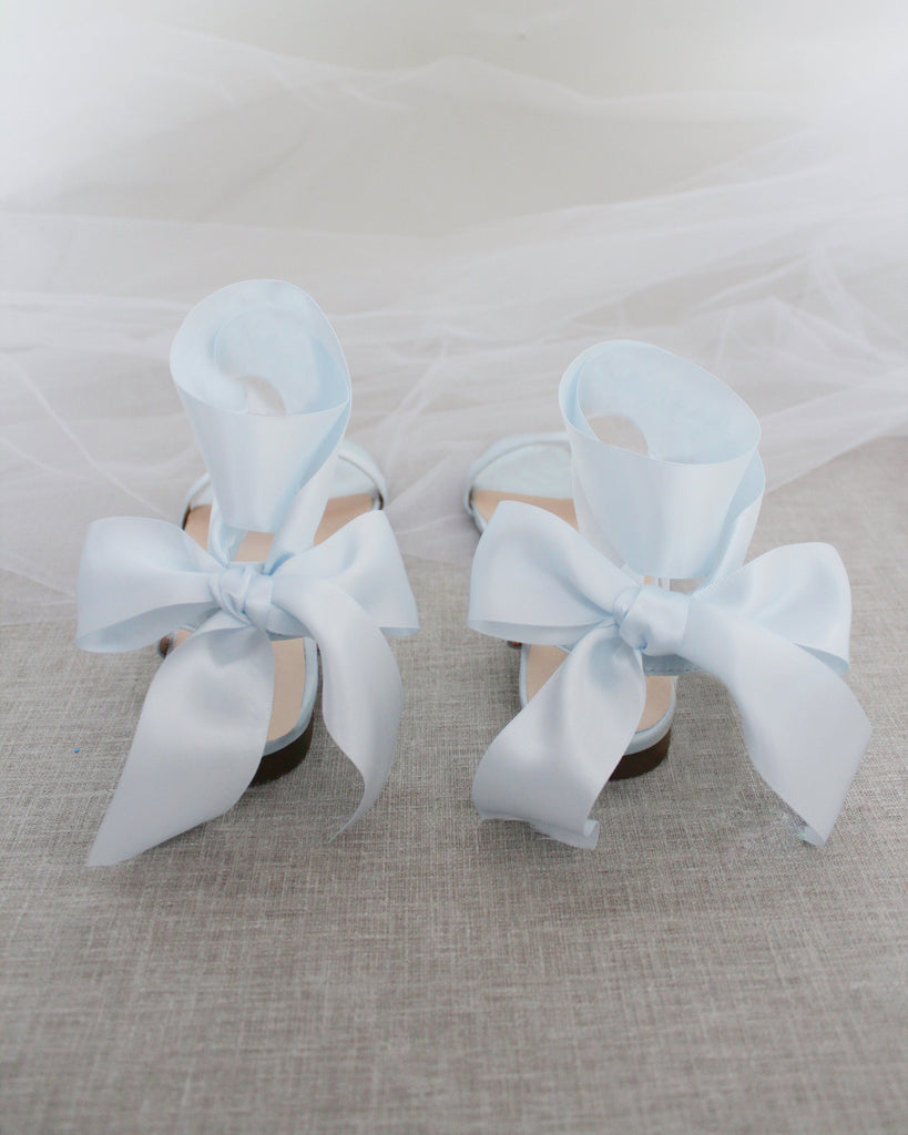 Girls Satin Flat Sandal with Wrapped Satin Tie