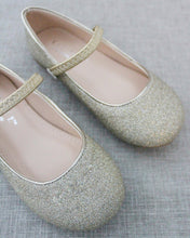 Load image into Gallery viewer, Gold Fine Glitter  Mary Jane Flats