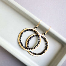 Load image into Gallery viewer, Black Spinel Halo Earrings