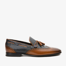 Load image into Gallery viewer, The Istanbul Tan &amp; Navy Blue Leather Tassel Loafer Men Shoe