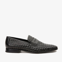 Load image into Gallery viewer, The Grand Woven Leather Black  Men Shoe Penny Loafer