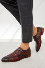 Load image into Gallery viewer, The Turan Burgundy Woven Double Monk Strap Dress Men  Shoe