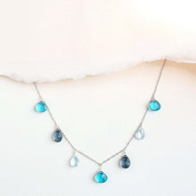 Load image into Gallery viewer, Blue Gemstone Silver Sparkler Necklace