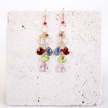 Load image into Gallery viewer, Rainbow Gemstone Waterfall Earrings