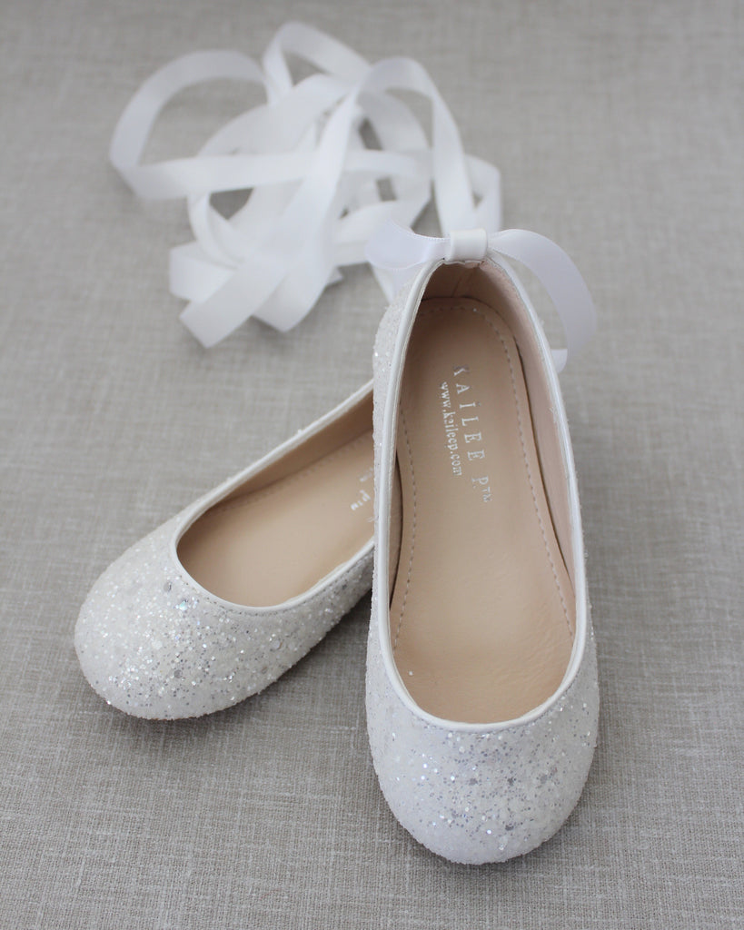 Rock Glitter Ballet Flats With Satin Ankle Strap