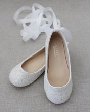 Load image into Gallery viewer, Rock Glitter Ballet Flats With Satin Ankle Strap