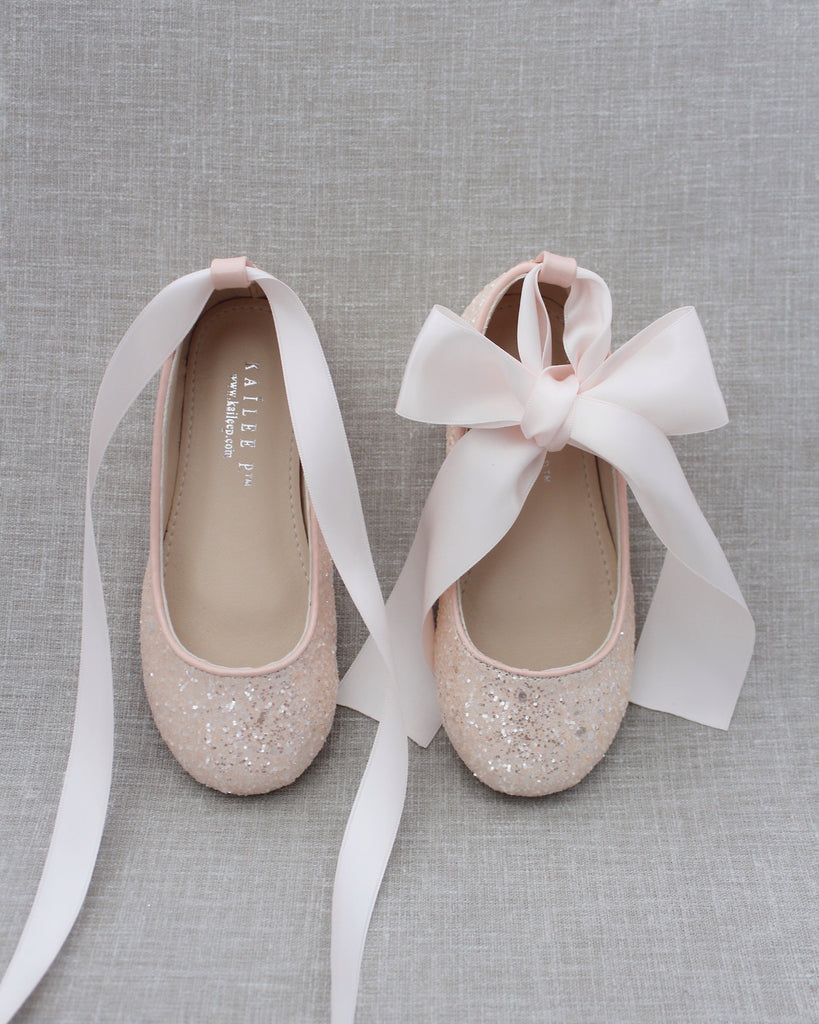 Rock Glitter Ballet Flats with Satin Ankle Strap