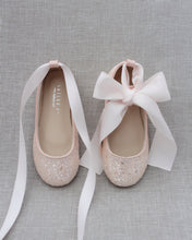 Load image into Gallery viewer, Rock Glitter Ballet Flats with Satin Ankle Strap