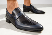 Load image into Gallery viewer, The Kazablanka Navy Leather Bit Loafer Men  Shoe