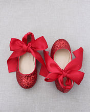 Load image into Gallery viewer, Rock Glitter Ballet Flats With Satin Ankle Strap