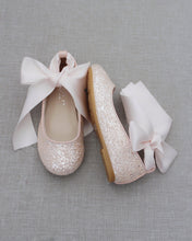 Load image into Gallery viewer, Rock Glitter Ballet Flats with Satin Ankle Strap