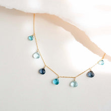 Load image into Gallery viewer, Blue Gemstone Silver Sparkler Necklace