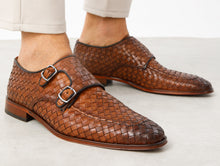 Load image into Gallery viewer, The Turan Brown Woven Double Monk Strap Dress Men Shoe
