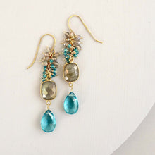 Load image into Gallery viewer, Labradorite Bezel Cluster Earrings