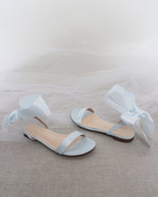 Load image into Gallery viewer, Girls Satin Flat Sandal with Wrapped Satin Tie