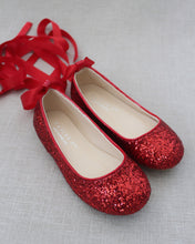 Load image into Gallery viewer, Rock Glitter Ballet Flats With Satin Ankle Strap