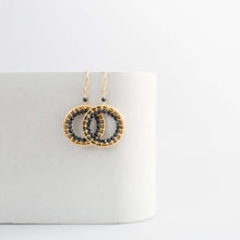 Load image into Gallery viewer, Black Spinel Mini Halo Earrings