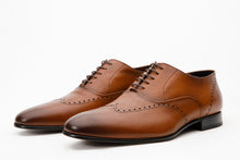 Load image into Gallery viewer, The Roma Tan Leather Wingtip Oxford Men Shoe