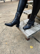 Load image into Gallery viewer, The Bukres Black Leather Block Heel Women Boot