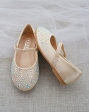 Load image into Gallery viewer, Satin Mary Jane Flats with Rhinestones Embellishment
