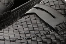 Load image into Gallery viewer, The Grand Woven Leather Black  Men Shoe Penny Loafer