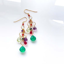 Load image into Gallery viewer, Green Onyx Rainbow Waterfall Earrings