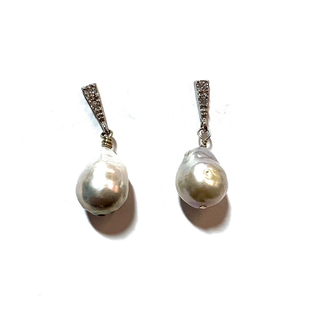 Baroque Pearl Rhinestone Encrusted Post earrings