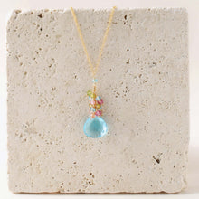 Load image into Gallery viewer, Aquamarine Quartz Silver Raindrop Cluster Necklace