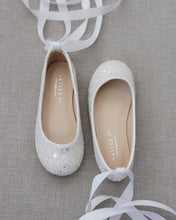Load image into Gallery viewer, Rock Glitter Ballet Flats With Satin Ankle Strap