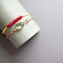 Load image into Gallery viewer, Bracelet Set: Green Amethyst and Red Jade