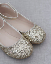 Load image into Gallery viewer, Rock Glitter Ballet Flats with Velcro Ankle Strap
