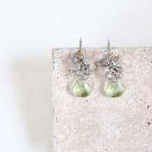 Load image into Gallery viewer, Green Amethyst Silver Drop Earrings