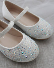 Load image into Gallery viewer, Satin Mary Jane Flats with Rhinestones Embellishment