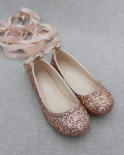 Load image into Gallery viewer, Rock Glitter Ballet Flats with Satin Ankle Strap