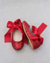 Load image into Gallery viewer, Rock Glitter Ballet Flats With Satin Ankle Strap