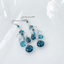 Load image into Gallery viewer, Iolite &amp; Aquamarine Silver Waterfall Earrings