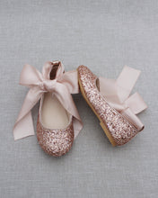 Load image into Gallery viewer, Rock Glitter Ballet Flats with Satin Ankle Strap